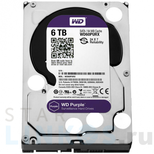 Купить с доставкой 6 ТБ жесткий диск WD60PURZ серии WD Purple для систем видеорегистрации в Туле фото 2