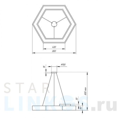 Купить с доставкой Подвесной светодиодный cветильник Geometria ЭРА Hexagon SPO-124-B-40K-051 51Вт 4000К черный Б0050557 в Туле фото 2