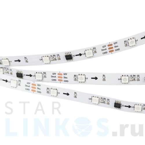 Купить с доставкой Светодиодная лента Arlight 7,2W/m 30LED/m 5060SMD разноцветная 5M SPI-B30-10mm 12V RGB-PX3 026368(2) в Туле