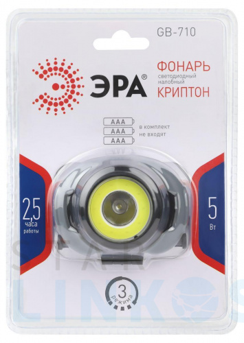 Купить с доставкой Налобный светодиодный фонарь ЭРА Пиранья от батареек 43х43х68 310 лм GB-710 Б0052752 в Туле фото 4