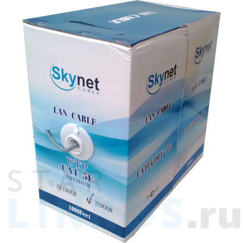 Купить с доставкой Кабель для компьютерных сетей Skynet UTP4-CAT5e (24 AWG) Standard, медный, внутренний, серый, 305 м в Туле