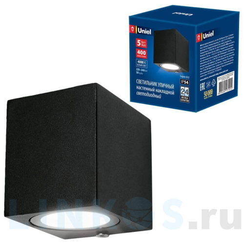 Купить с доставкой Уличный настенный светодиодный светильник Uniel ULU-S05A-5W/4000K IP54 Black UL-00006806 в Туле