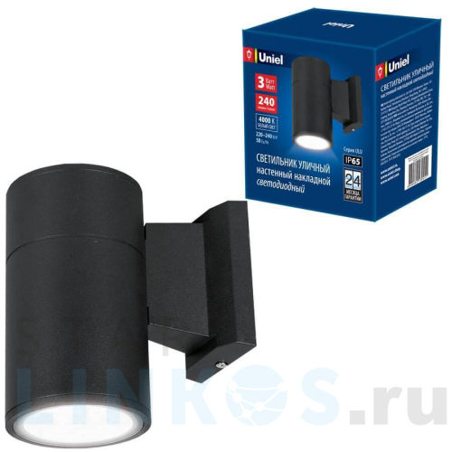 Купить с доставкой Уличный настенный светодиодный светильник Uniel ULU-S21A-3W/4000K IP65 Black UL-00006801 в Туле