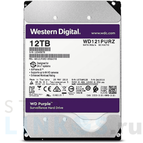 Купить с доставкой Жесткий диск Western Digital WD121PURZ 12 Тбайт в Туле