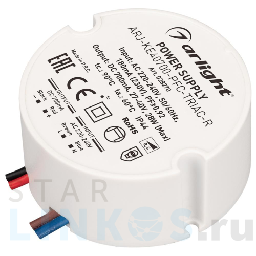 Купить с доставкой Драйвер Arlight ARJ-KE40700-PFC-Triac-R 27-40V 28W IP44 0,7A 028270 в Туле