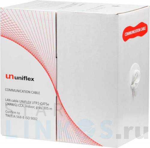 Купить с доставкой Кабель для компьютерных сетей UNIFLEX UTP2-CAT5e (24 AWG) CCA, внутренний, серый, 305 м в Туле