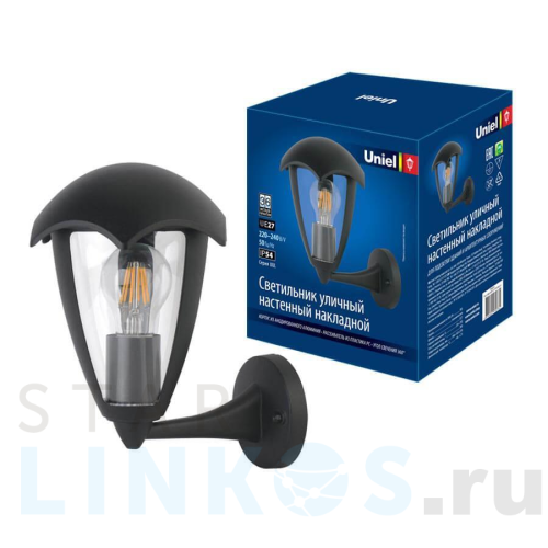 Купить с доставкой Уличный настенный светильник Uniel UUL-S80A 60W/E27 IP54 Black UL-00006812 в Туле