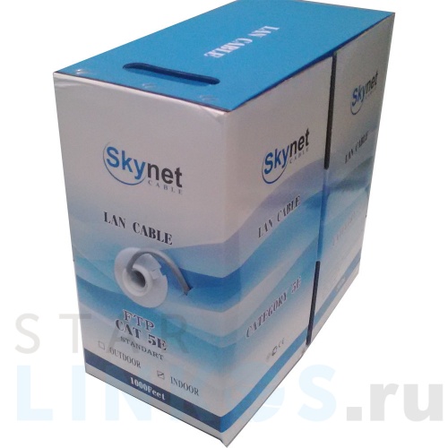Купить с доставкой Кабель для компьютерных сетей Skynet FTP4-CAT5e(24 AWG) LSZH Premium, медный, внутренний, серый,305м в Туле