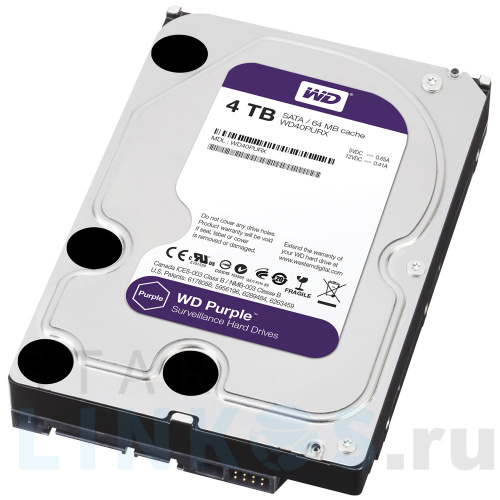 Купить с доставкой 4 Тбайт жесткий диск WD40PURZ серии WD Purple для систем видеонаблюдения в Туле фото 2